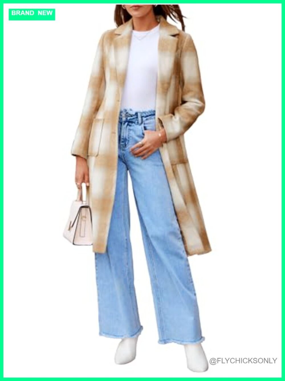 Wool Blend Plaid Shacket Trench Coat Belted Knee Length